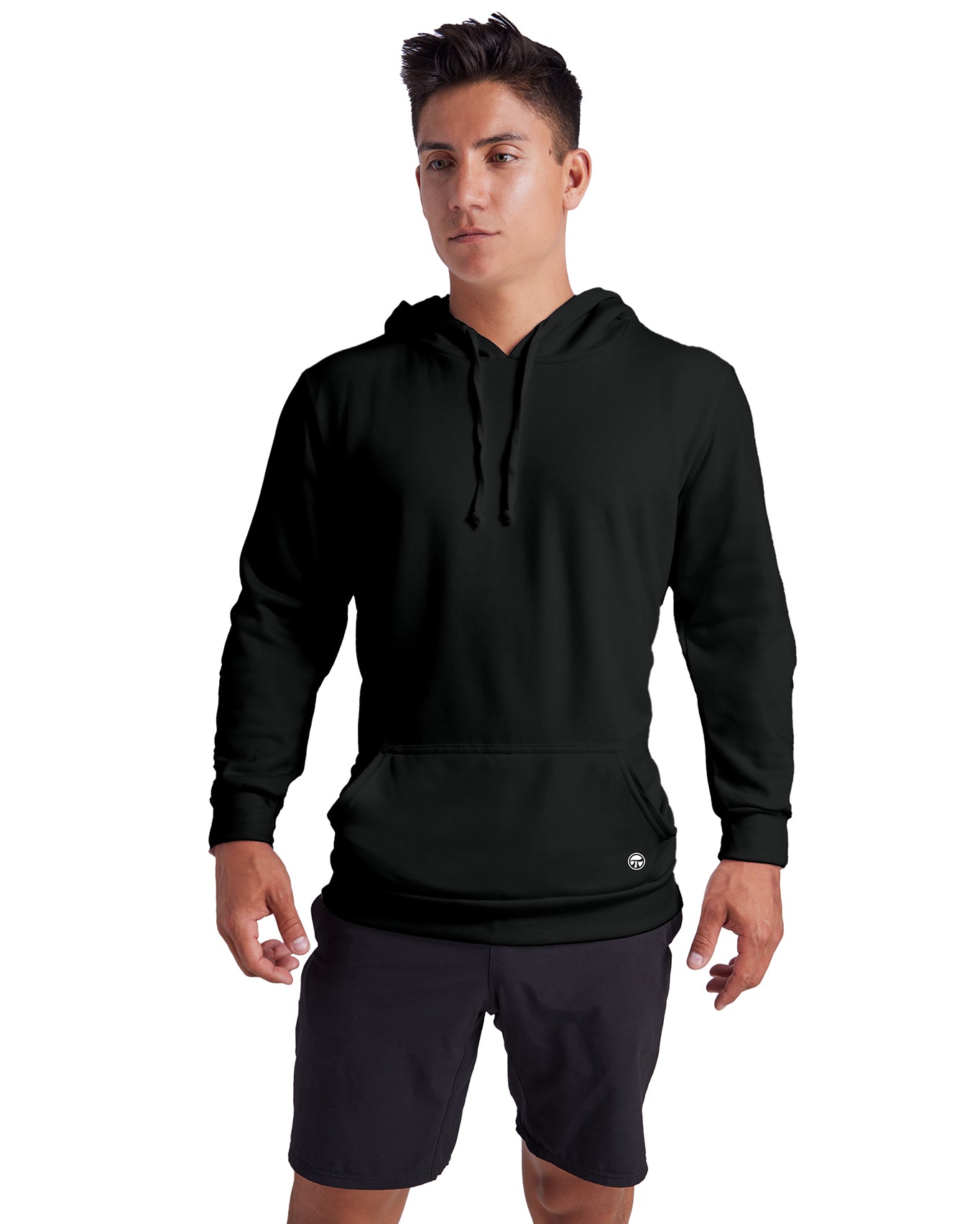 Black hoodie with shorts hot sale